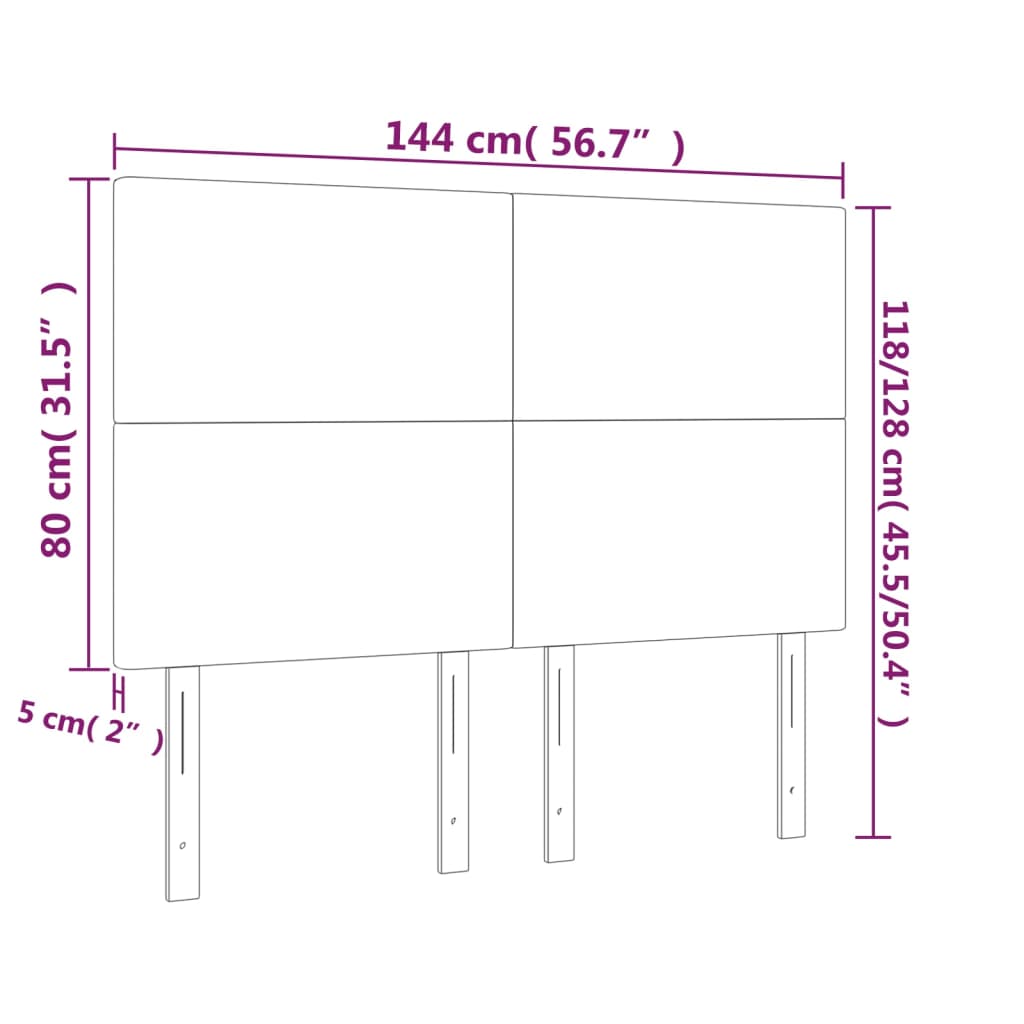 vidaXL Cabeceira de cama 4 pcs tecido 72x5x78/88 cm cinzento-escuro