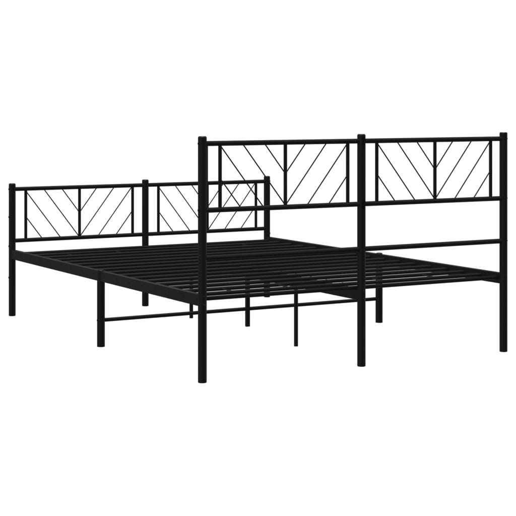 vidaXL Estrutura de cama com cabeceira e pés 135x190 cm metal preto