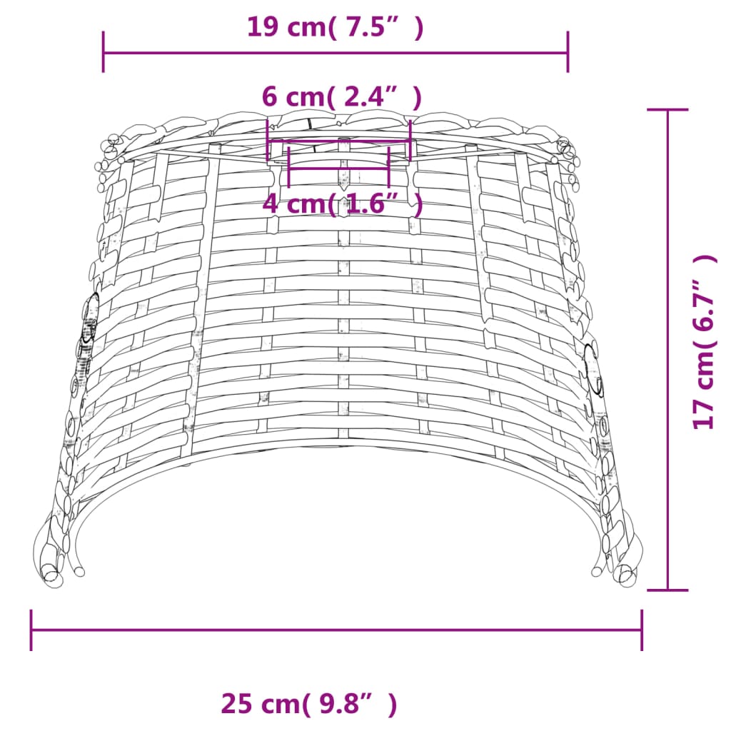 vidaXL Abajur de teto Ø25x17 cm vime branco