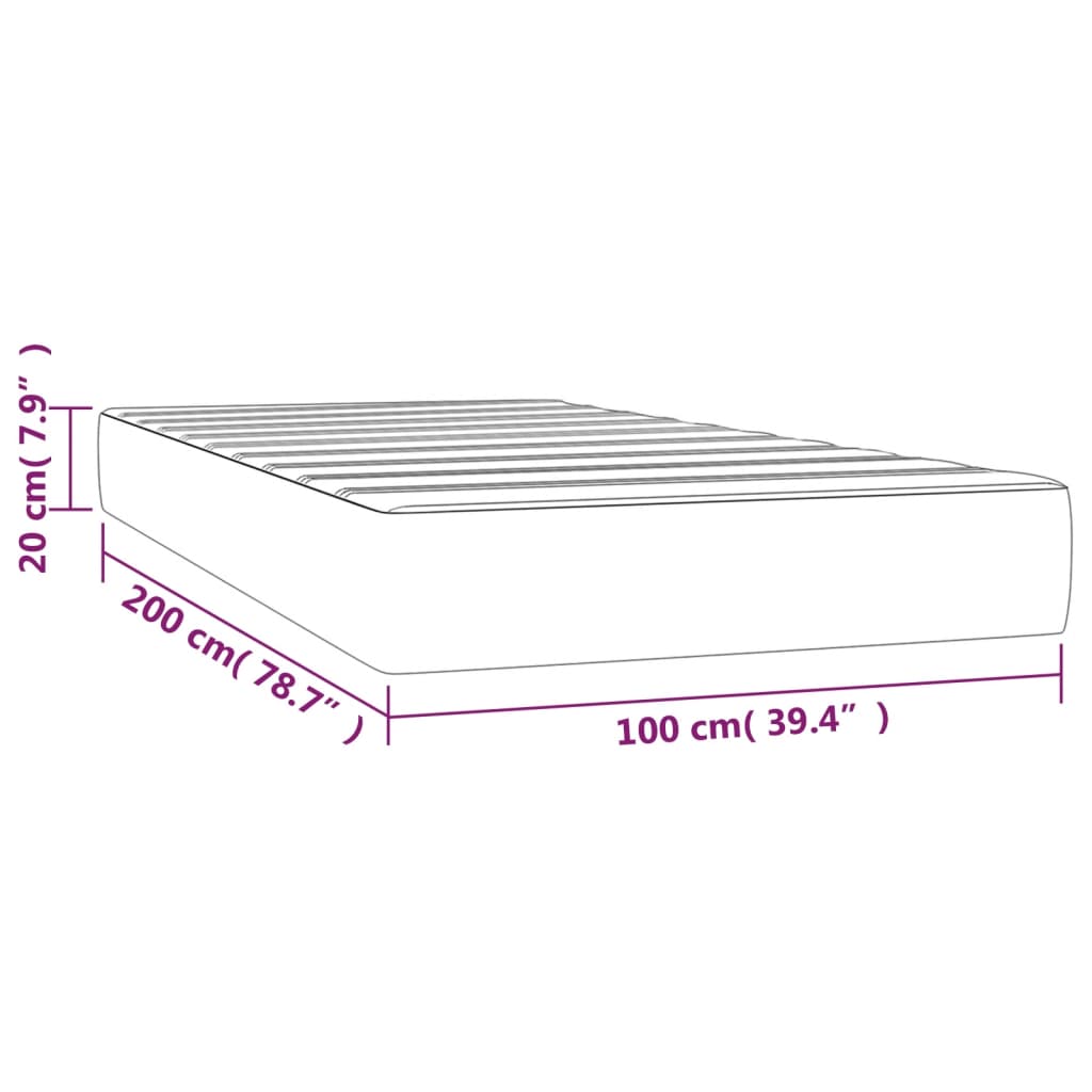 vidaXL Colchão de molas ensacadas 100x200x20 cm tecido cinza-escuro