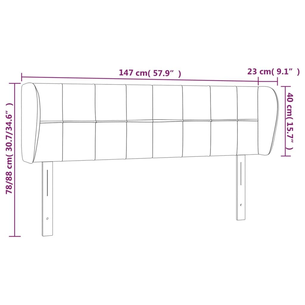 vidaXL Cabeceira de cama c/ abas veludo 163x23x78/88cm cinzento-escuro