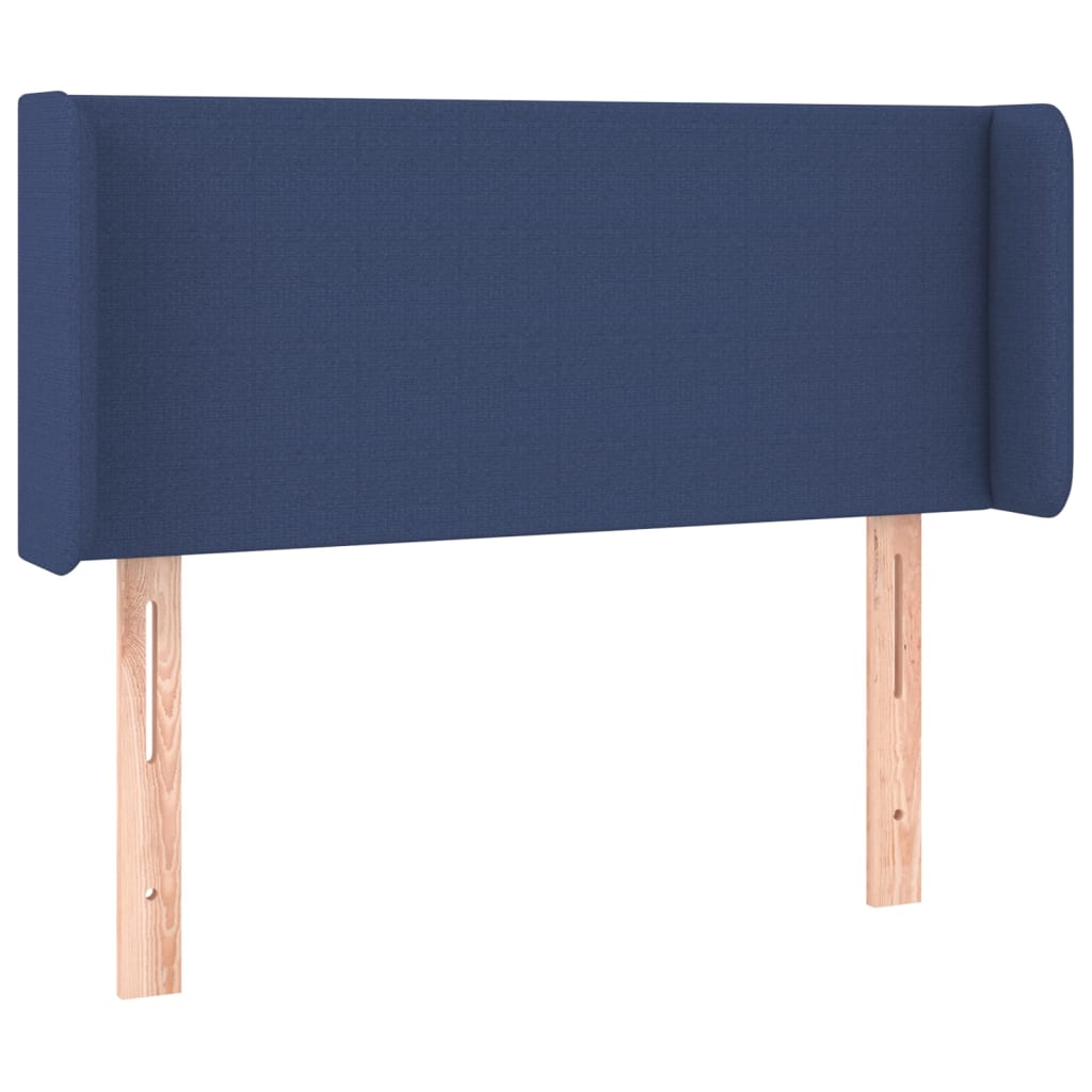 vidaXL Cabeceira de cama c/ luzes LED tecido 83x16x78/88 cm azul