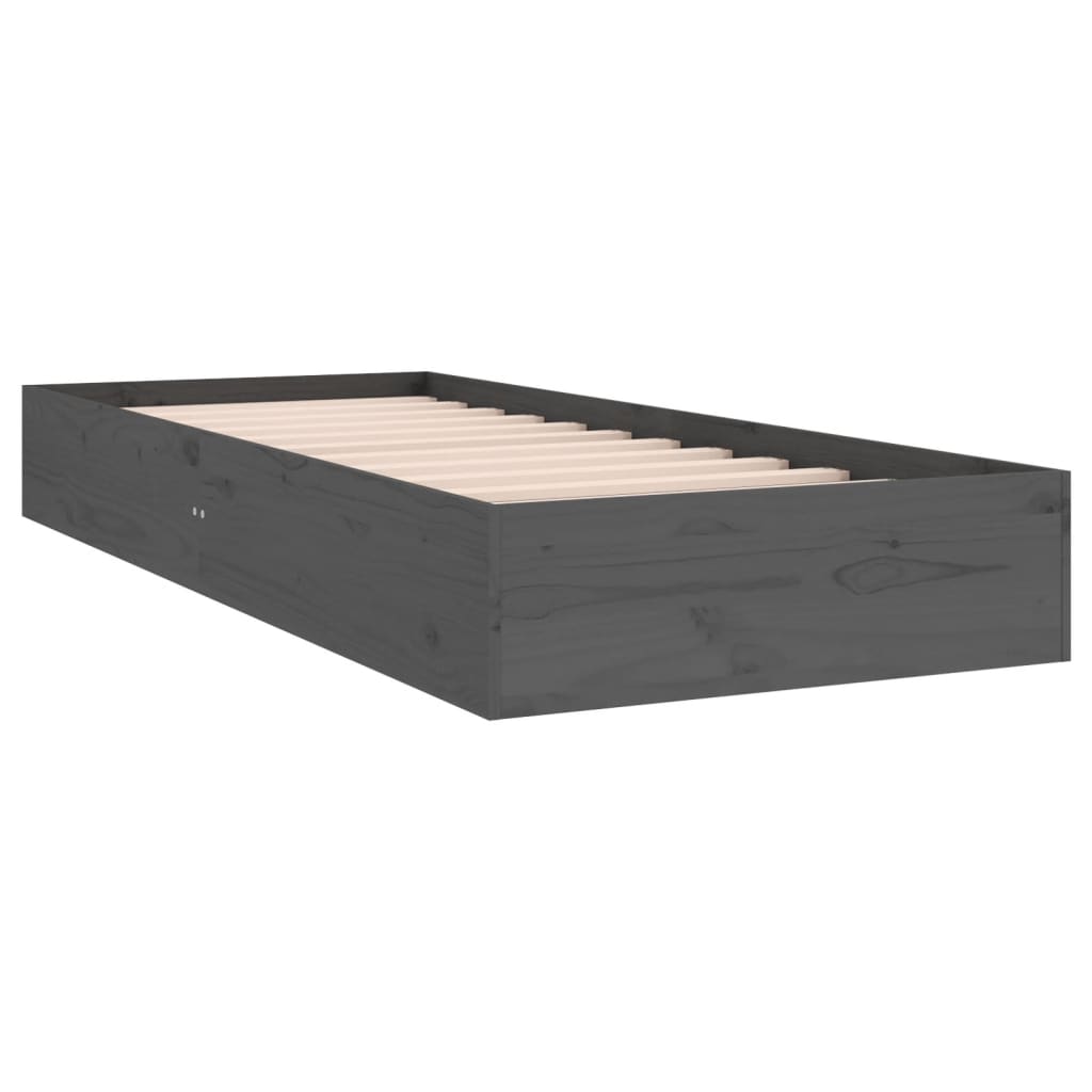 vidaXL Estrutura cama pequena solteiro 75x190 cm madeira maciça cinza