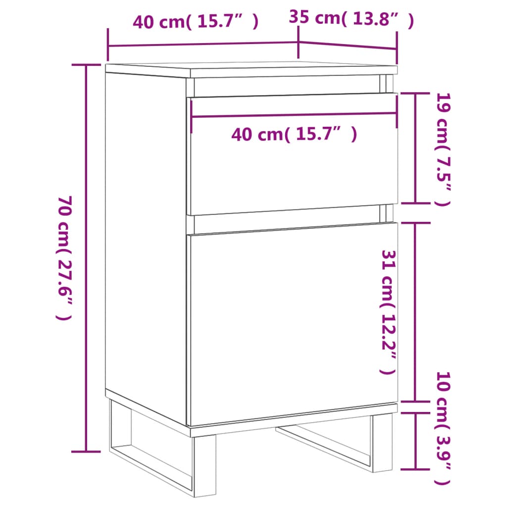 vidaXL Aparador 40x35x70 cm derivados de madeira cinzento sonoma