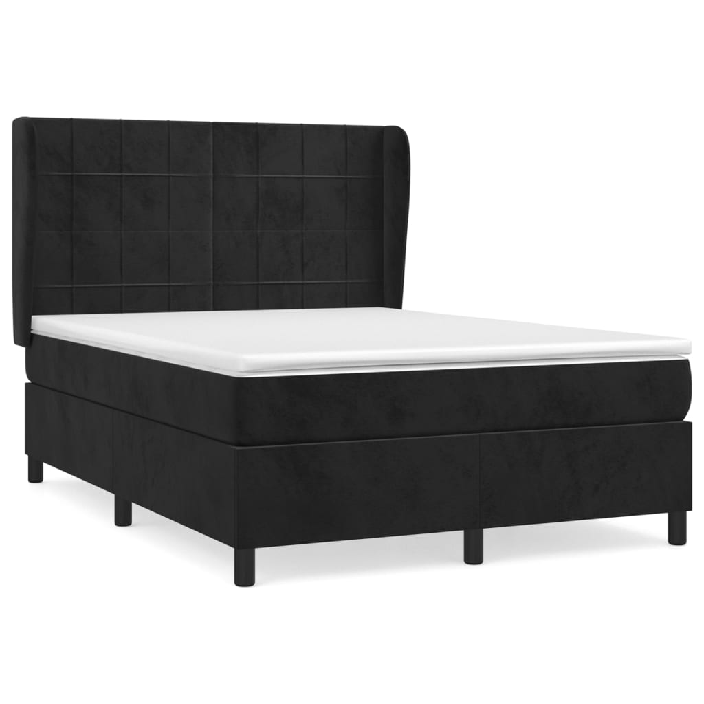 vidaXL Cama com molas/colchão 140x200 cm veludo preto