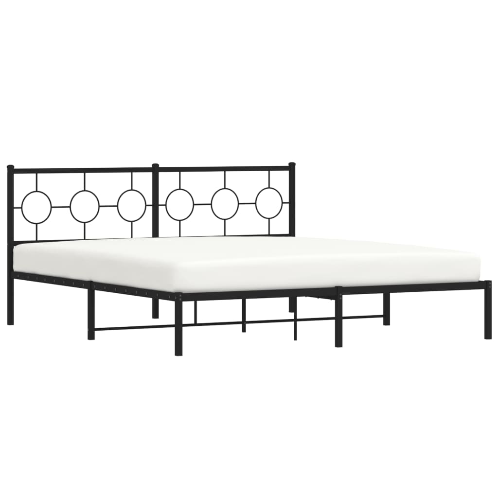 vidaXL Estrutura de cama em metal com cabeceira 180x200 cm preto