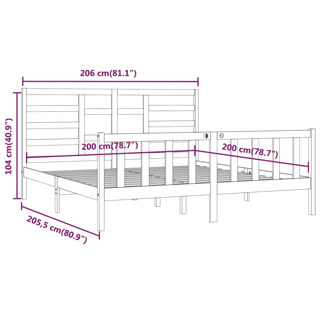 vidaXL Estrutura de cama 200x200 cm madeira de pinho maciça