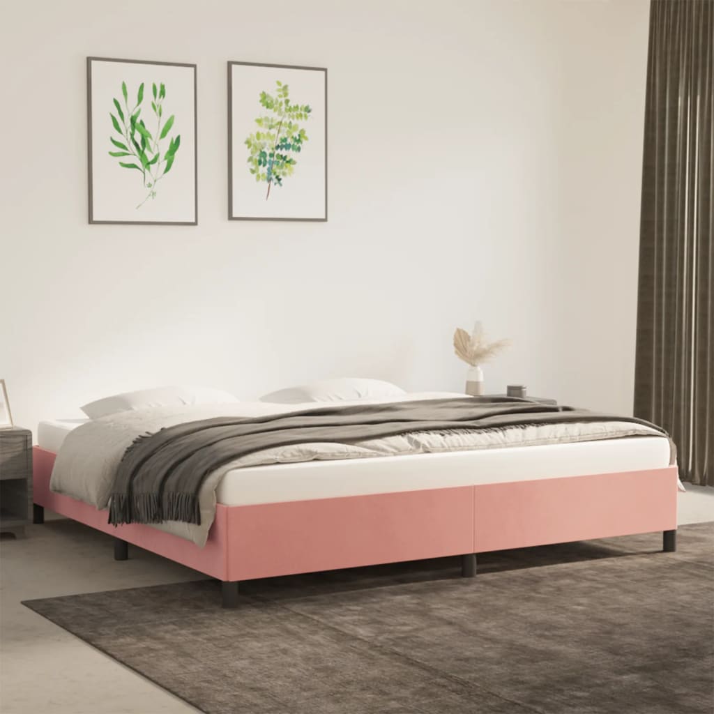 vidaXL Estrutura de cama 200x200 cm veludo rosa