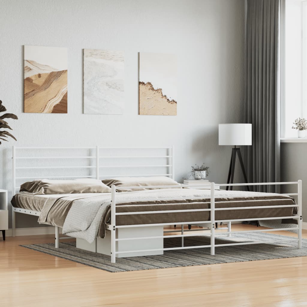 vidaXL Estrutura de cama com cabeceira e pés 180x200 cm metal branco