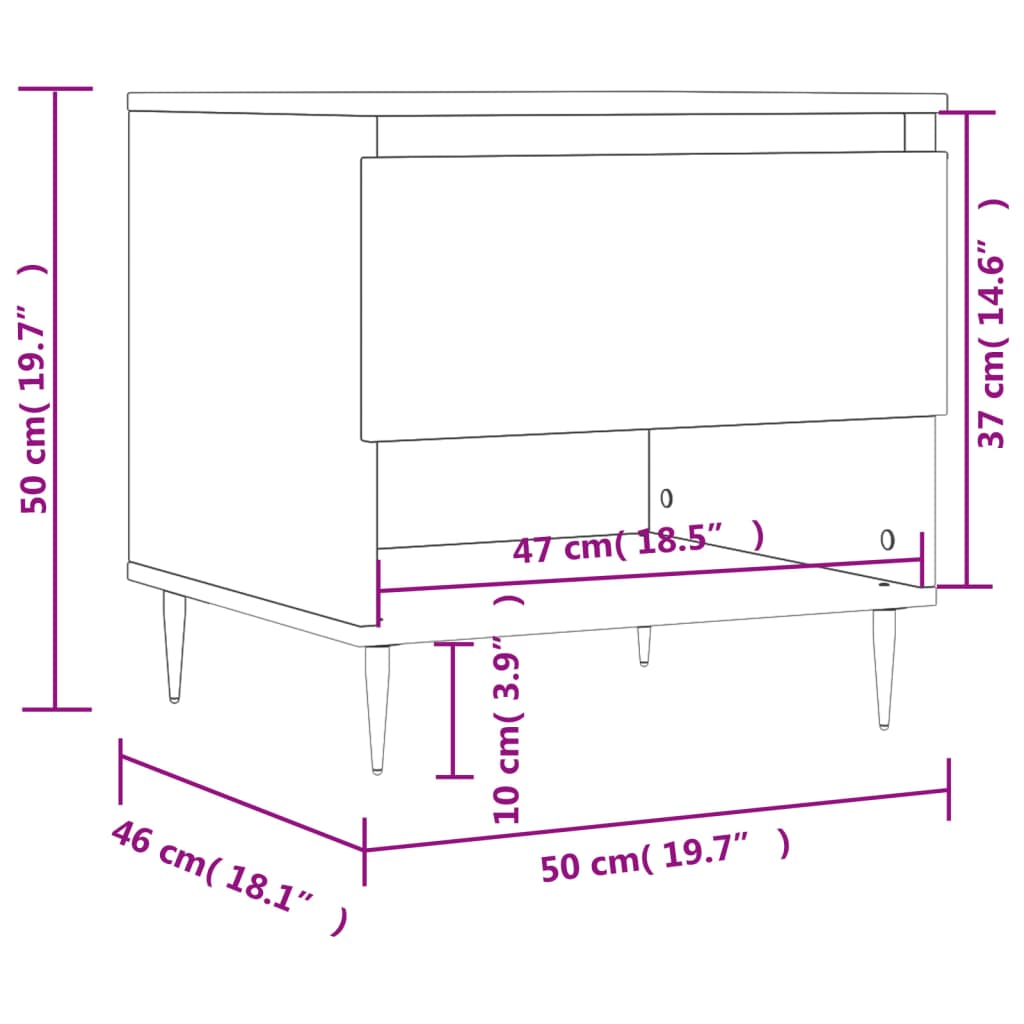 vidaXL Mesa de centro 50x46x50cm derivados de madeira branco brilhante