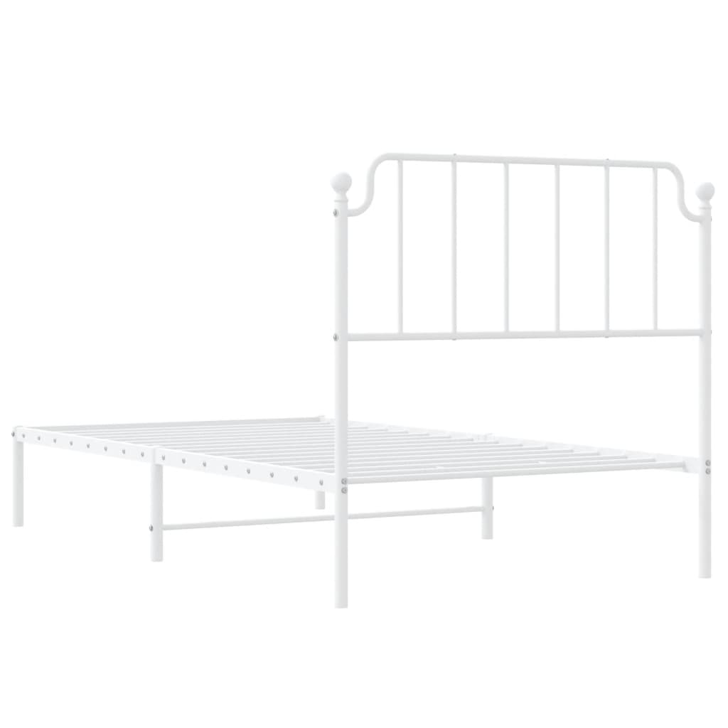 vidaXL Estrutura de cama com cabeceira 100x200 cm metal branco