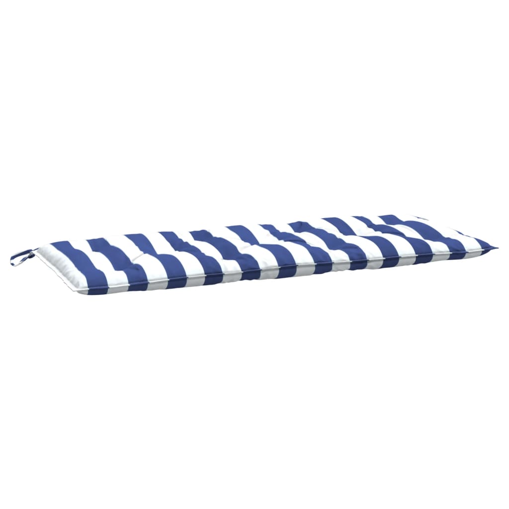 vidaXL Almofadão p/ banco jardim 120x50x7 cm tecido riscas azul/branco