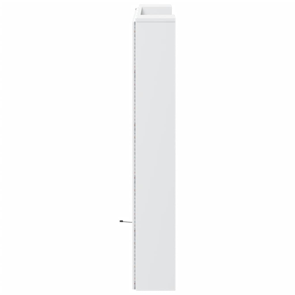 vidaXL Armário de cabeceira com luzes LED 100x16,5x103,5 cm branco