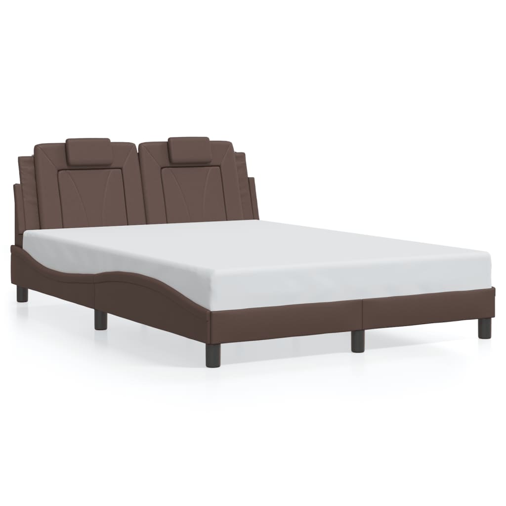 vidaXL Estrutura cama c/ cabeceira 120x200cm couro artificial castanho