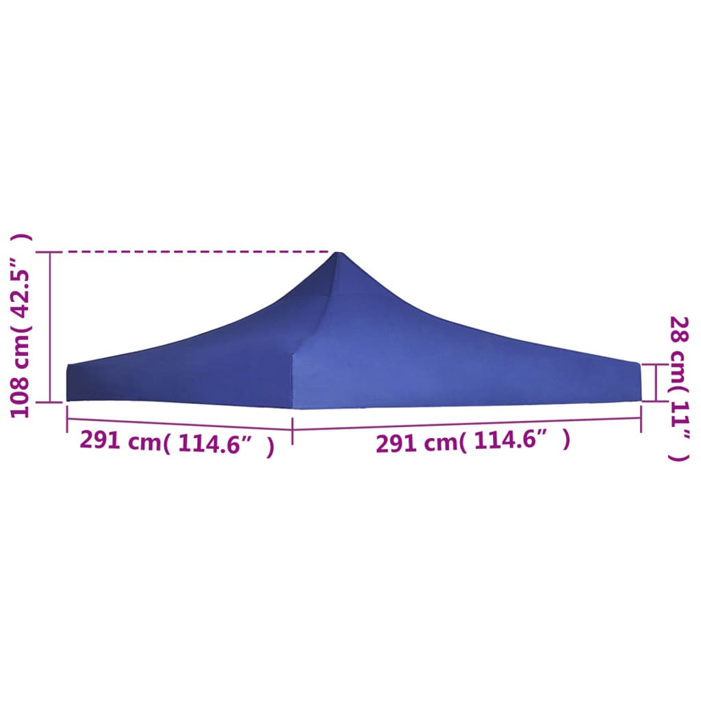 vidaXL Teto para tenda de festas 3 x 3 m azul