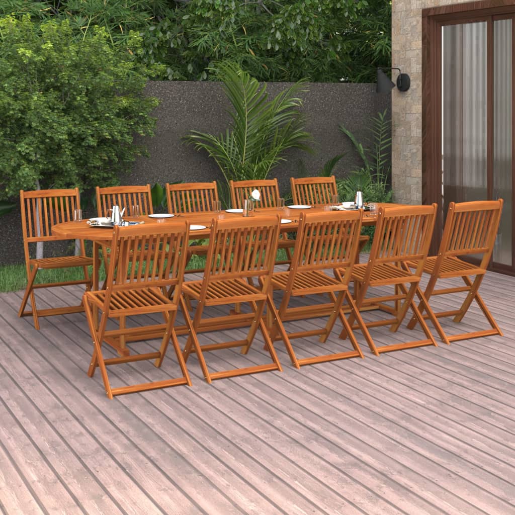 vidaXL 11 pcs conjunto de jantar para jardim 280x90x75cm acácia maciça