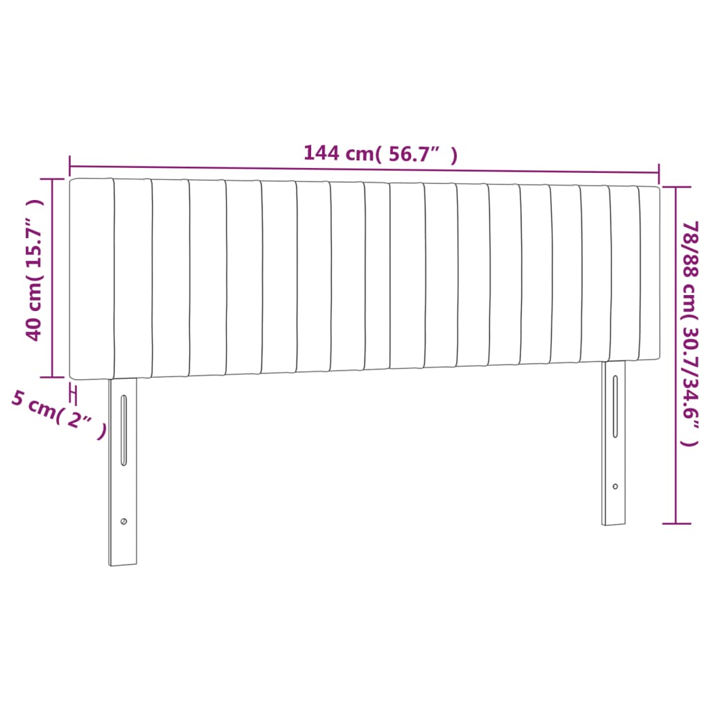 vidaXL Cabeceira de cama 2 pcs tecido 72x5x78/88 cm cinzento-escuro