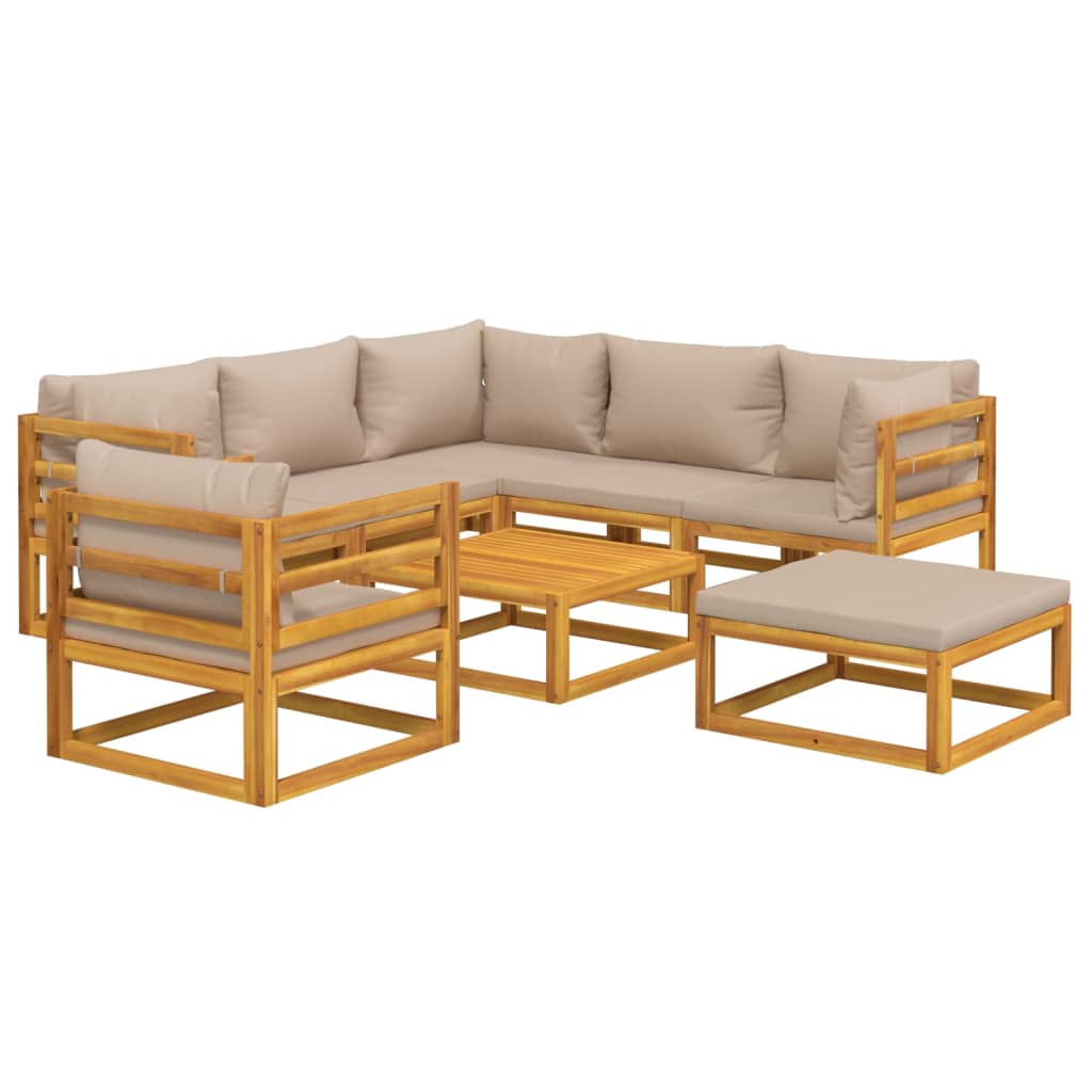 vidaXL 8pcs conj. lounge jardim madeira c/almofadões cinza-acastanhado