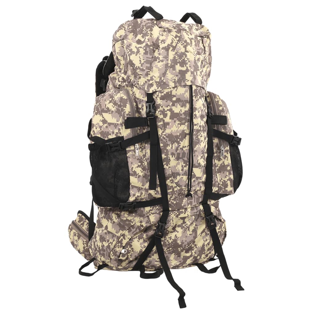 vidaXL Mochila para caminhadas 60 L tecido oxford camuflagem castanha