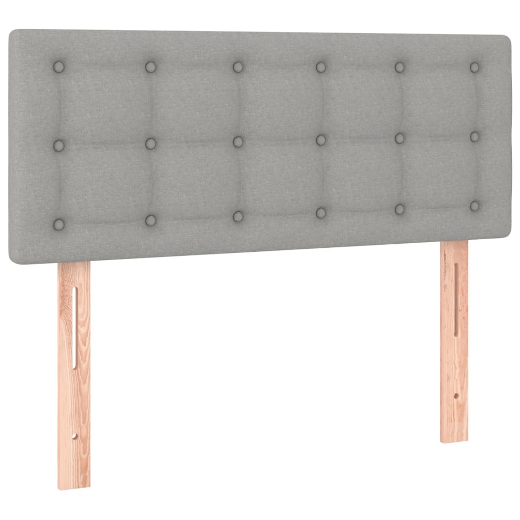 vidaXL Cabeceira de cama c/ luzes LED tecido 90x5x78/88 cm cinza-claro