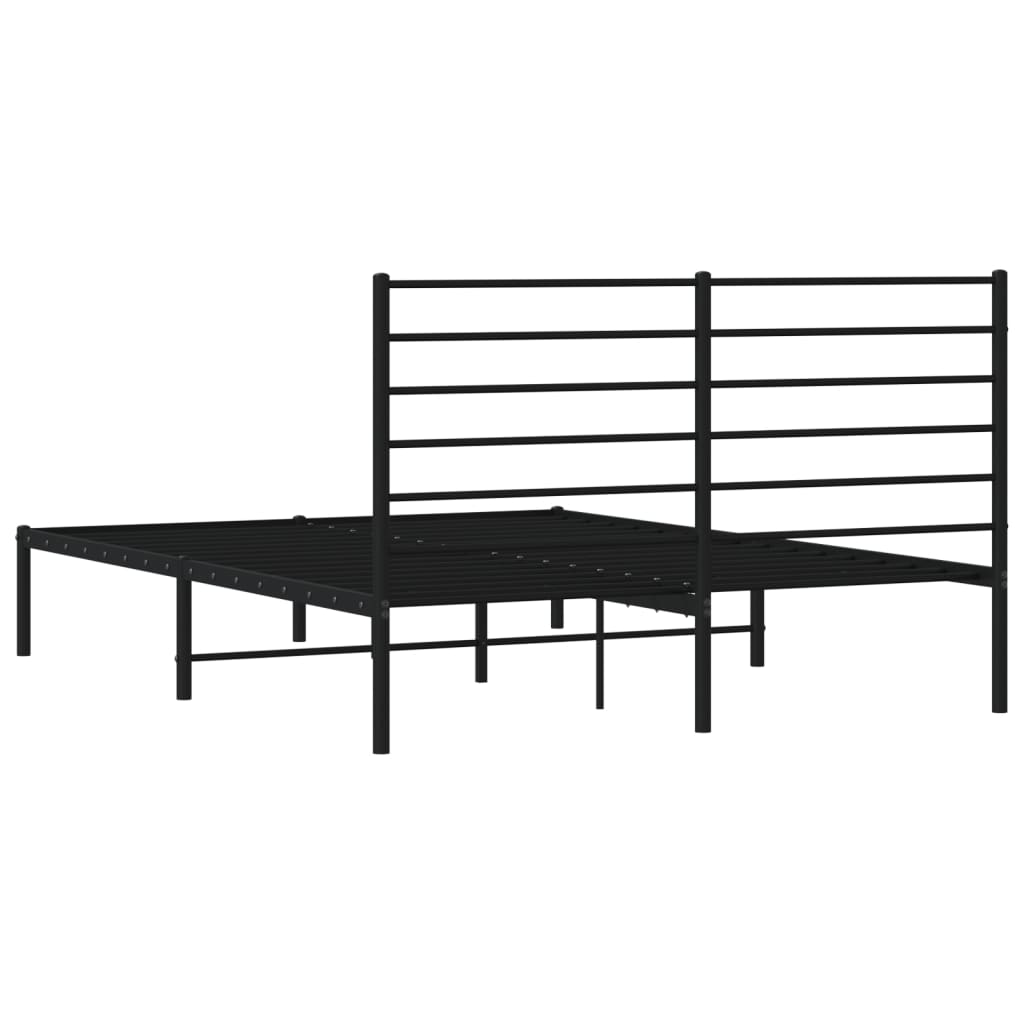 vidaXL Estrutura de cama em metal com cabeceira 150x200 cm preto