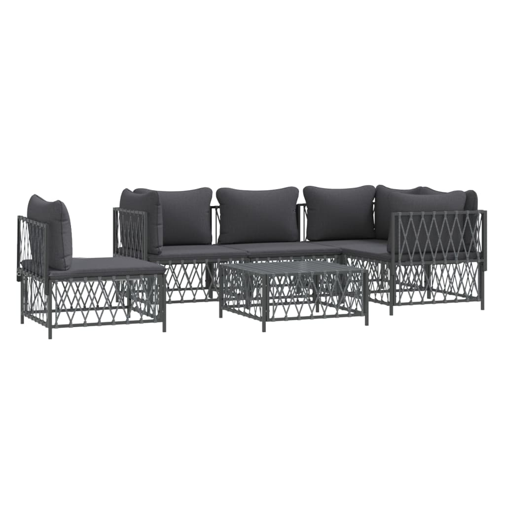 vidaXL 6 pcs conjunto lounge de jardim com almofadões aço antracite