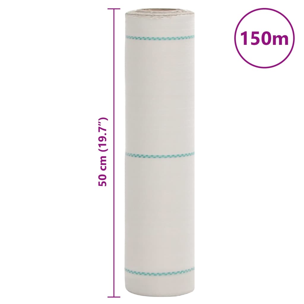 vidaXL Tela para ervas daninhas 0,5x150 m PP branco