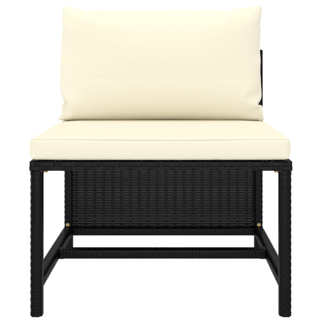 vidaXL 8 pcs conjunto lounge de jardim c/ almofadões vime PE preto