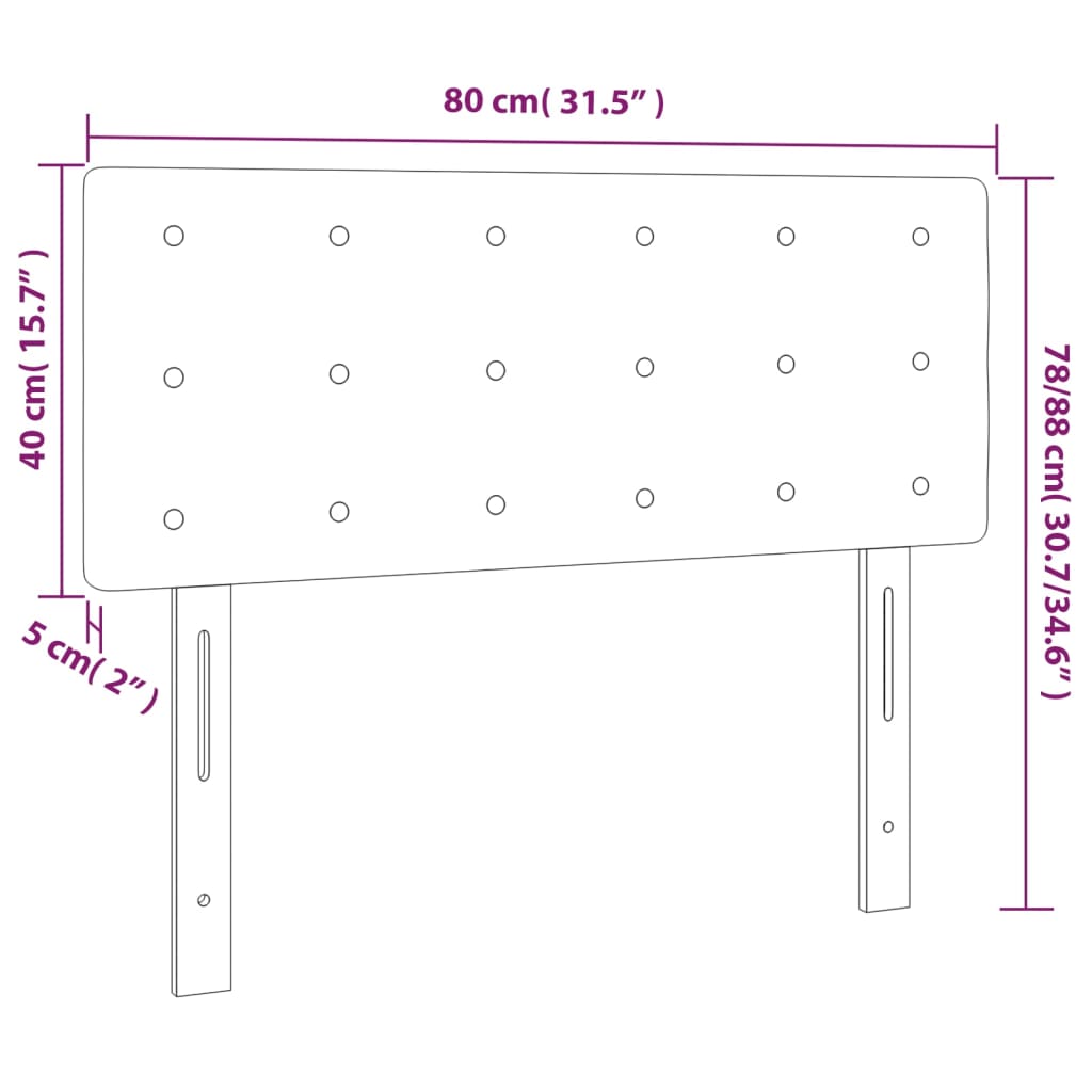 vidaXL Cabeceira de cama c/ luzes LED tecido 80x5x78/88 cm cinza-claro