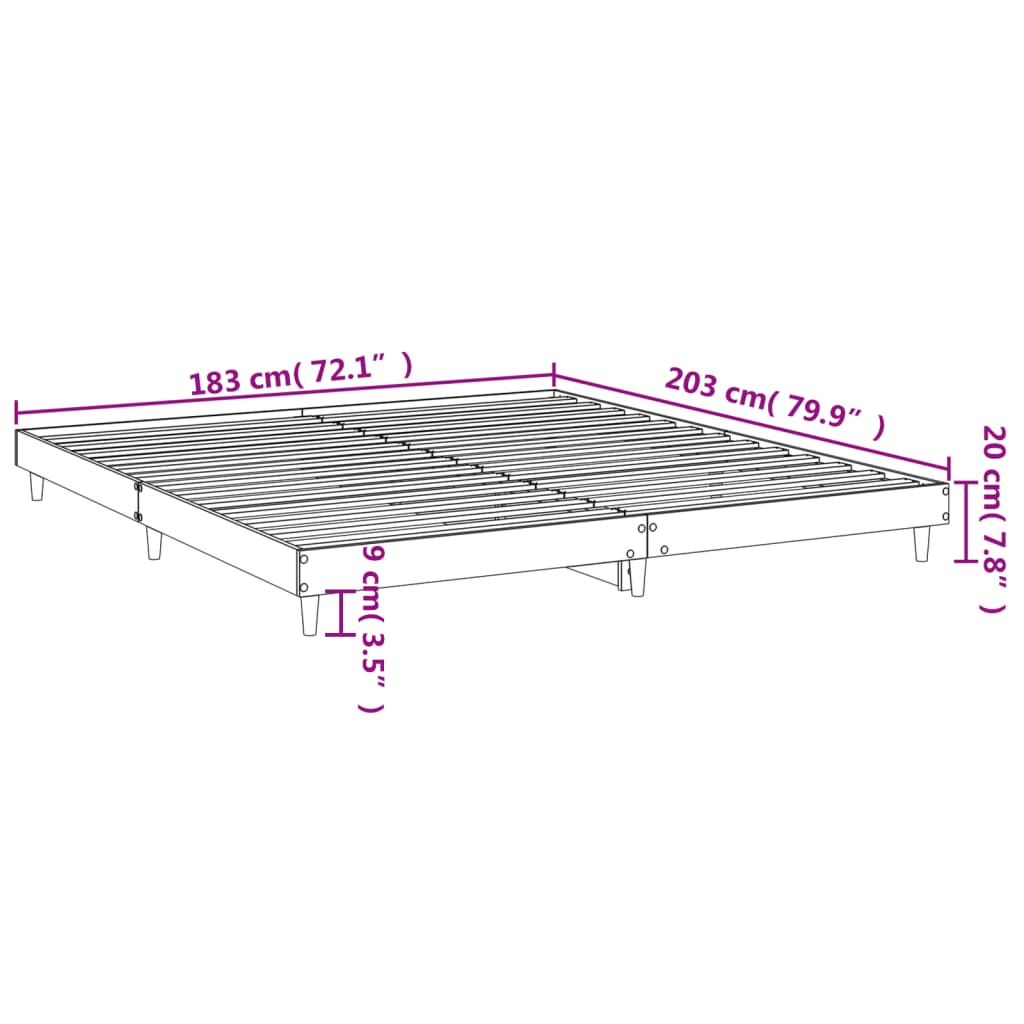 vidaXL Estrutura de cama 180x200 cm derivados madeira carvalho sonoma