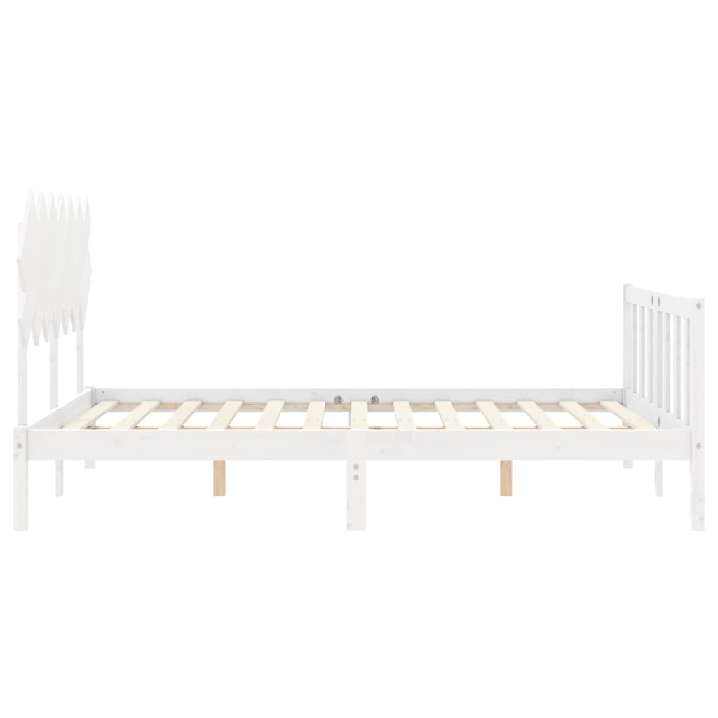 vidaXL Estrutura de cama King Size com cabeceira madeira maciça branco