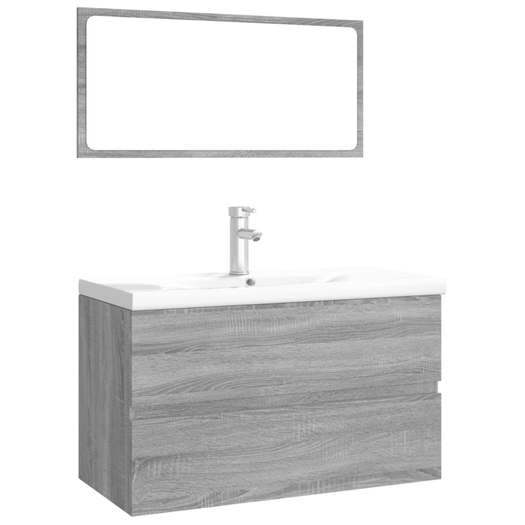 vidaXL Conjunto móveis casa de banho derivados de madeira sonoma cinza