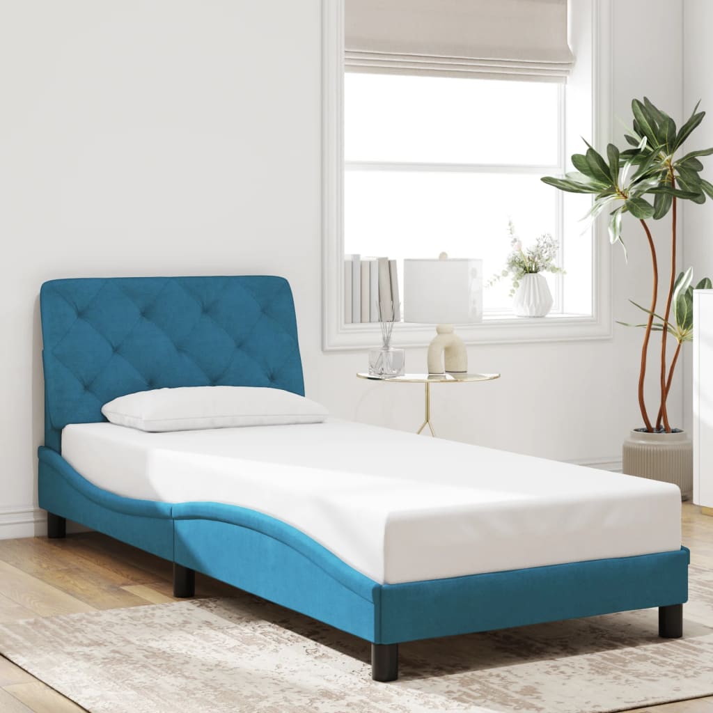 vidaXL Estrutura de cama c/ luzes LED 90x190 cm veludo azul