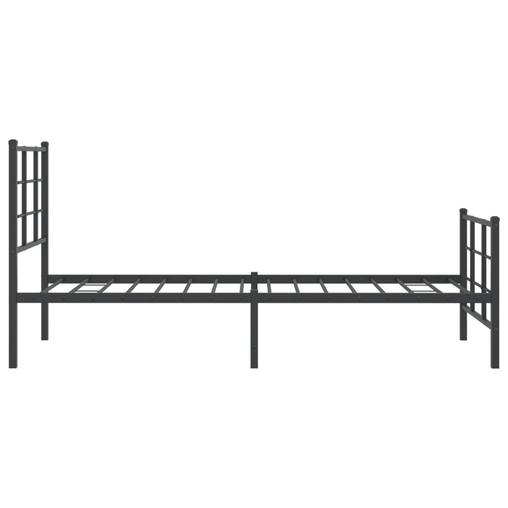 vidaXL Estrutura de cama com cabeceira e pés 75x190 cm metal preto