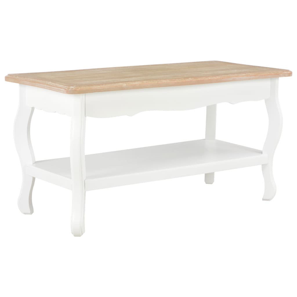 vidaXL Mesa de centro 87,5x42x44 cm pinho maciço branco e castanho