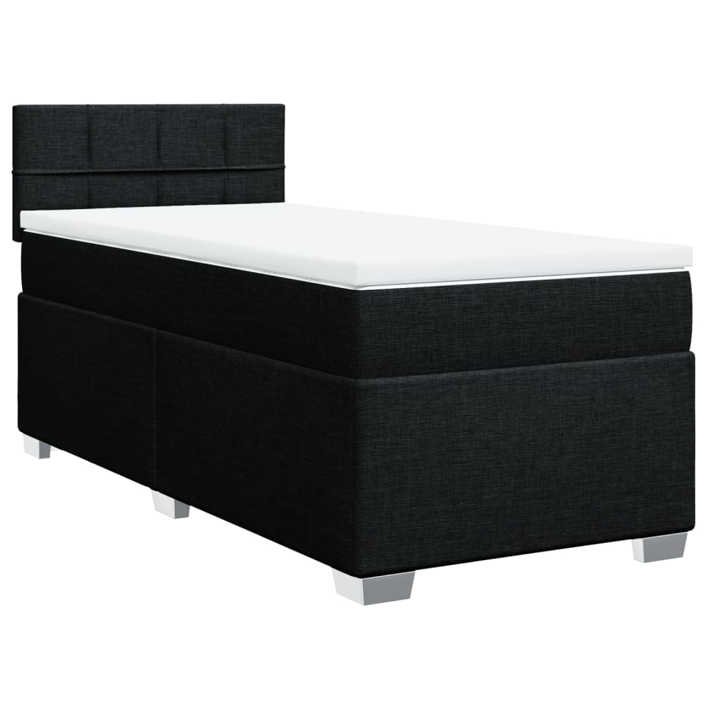 vidaXL Cama com molas/colchão 90x190 cm tecido preto