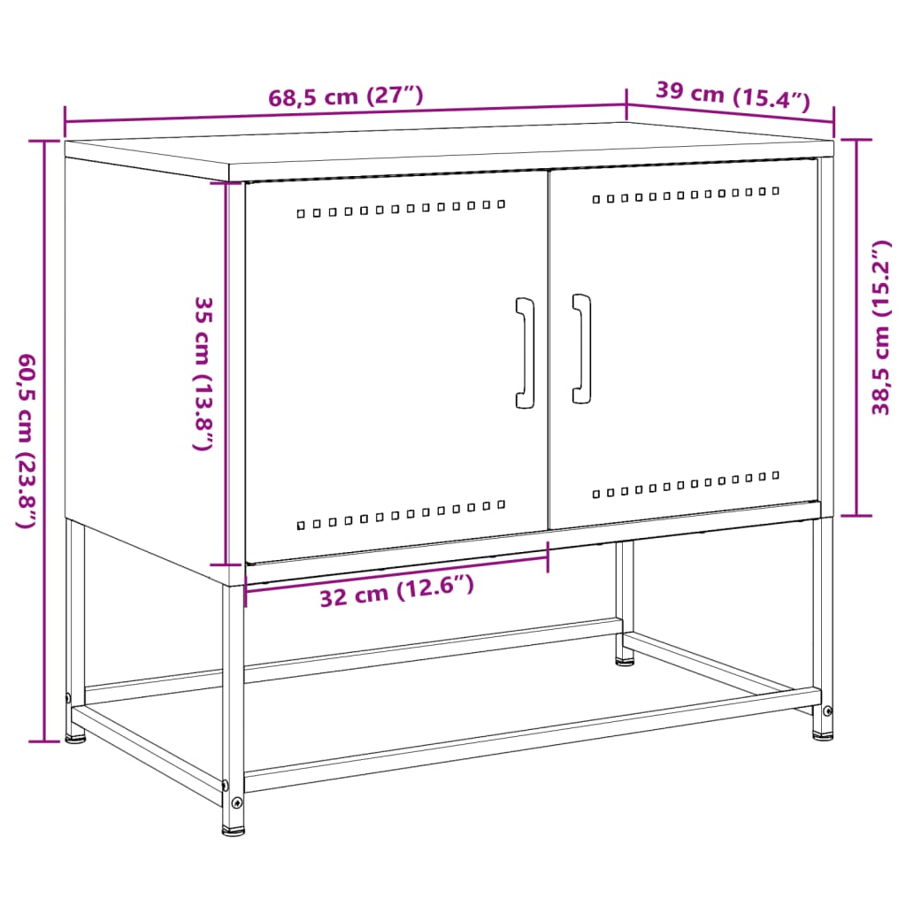 vidaXL Móvel de TV 68,5x39x60,5 aço verde azeitona