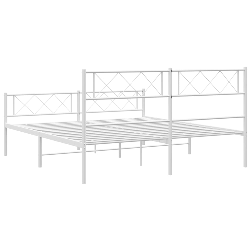 vidaXL Estrutura de cama com cabeceira e pés 120x200 cm metal branco