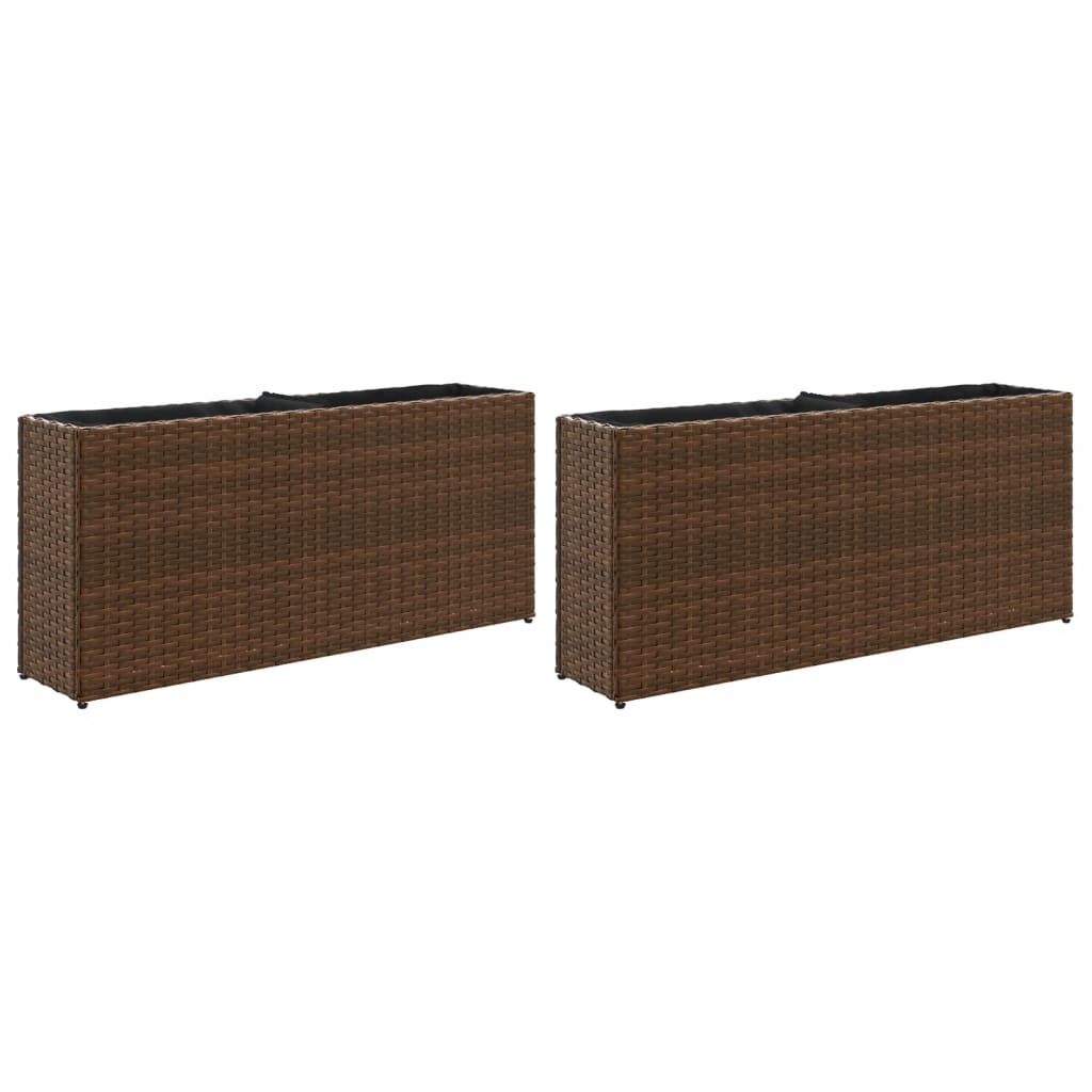 vidaXL Floreira de jardim com 2 vasos 2pcs 90x20x40cm vime PE castanho