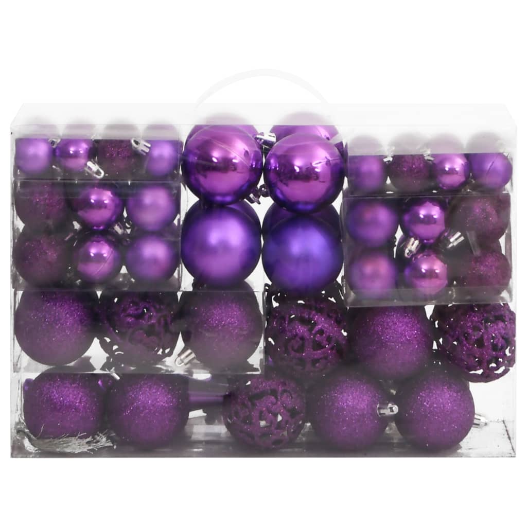 vidaXL 111 pcs conjunto de enfeites de Natal poliestireno roxo