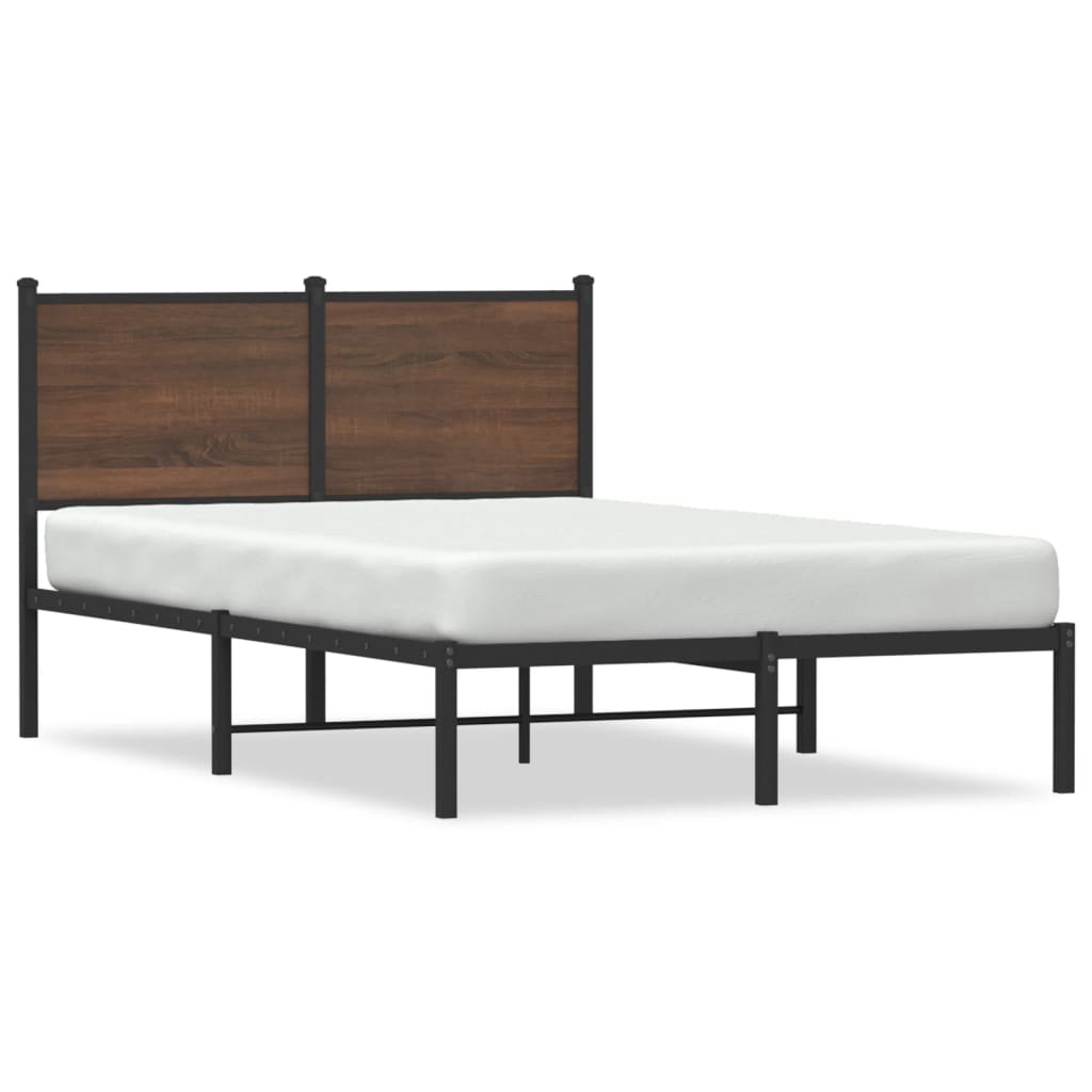 vidaXL Estrutura de cama sem colchão 120x200cm metal carvalho castanho