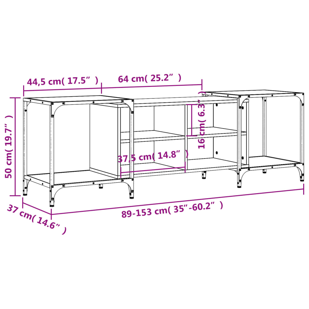 vidaXL Móvel para TV 153x37x50 cm derivados de madeira preto