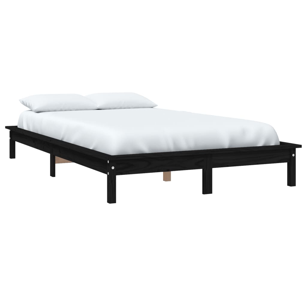 vidaXL Estrutura de cama 160x200 cm pinho maciço preto