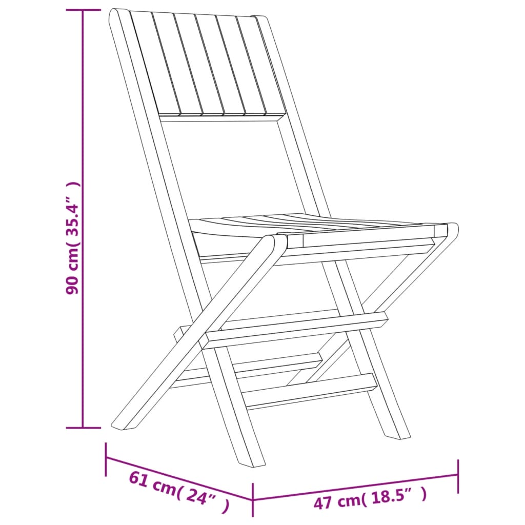 vidaXL Cadeiras de jardim dobráveis 6 pcs 47x61x90 cm teca maciça
