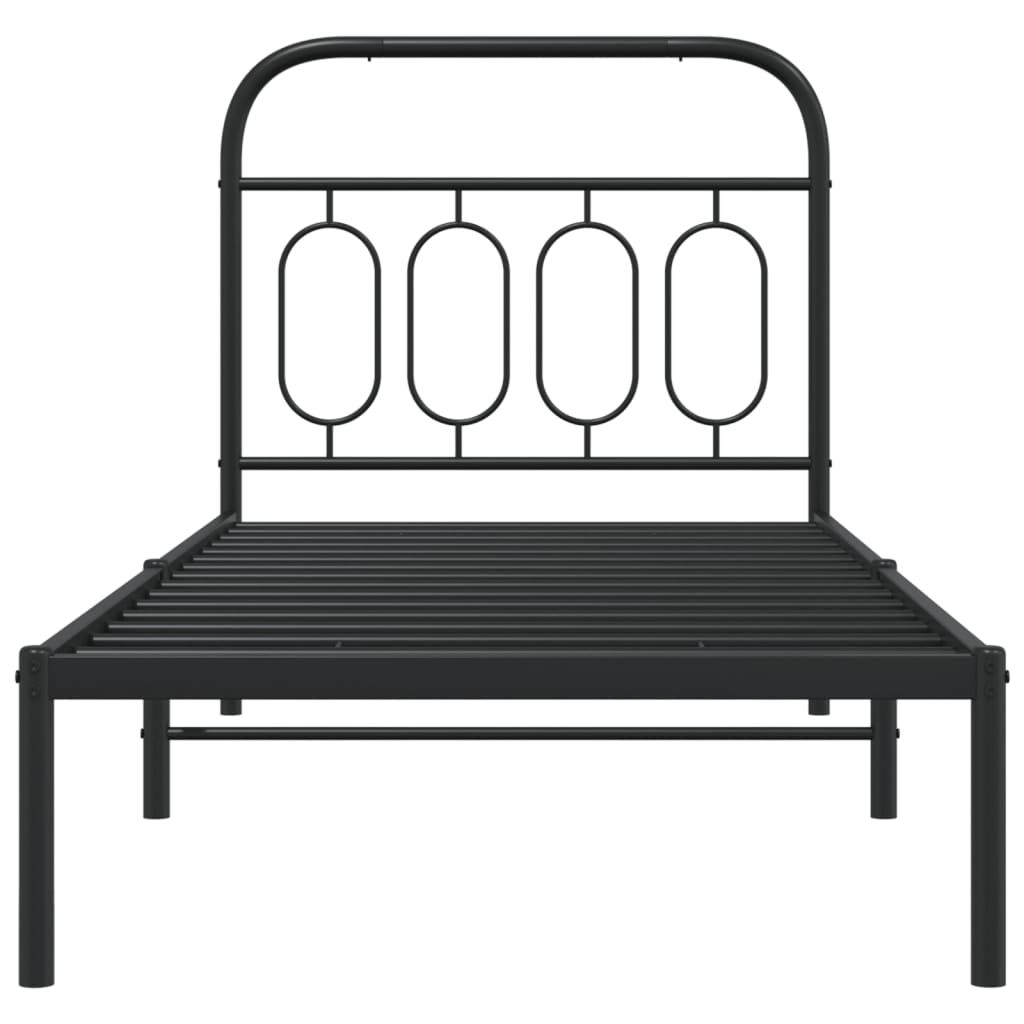 vidaXL Estrutura de cama com cabeceira 90x190 cm metal preto