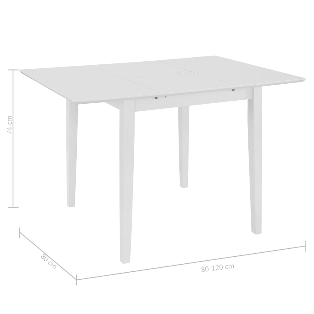 vidaXL Mesa de jantar extensível (80-120)x80x74 cm MDF branco