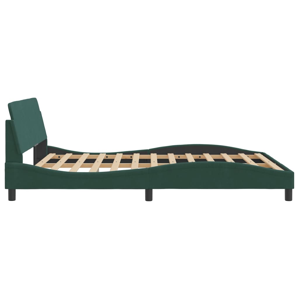 vidaXL Estrutura de cama c/ cabeceira 160x200 cm veludo verde-escuro