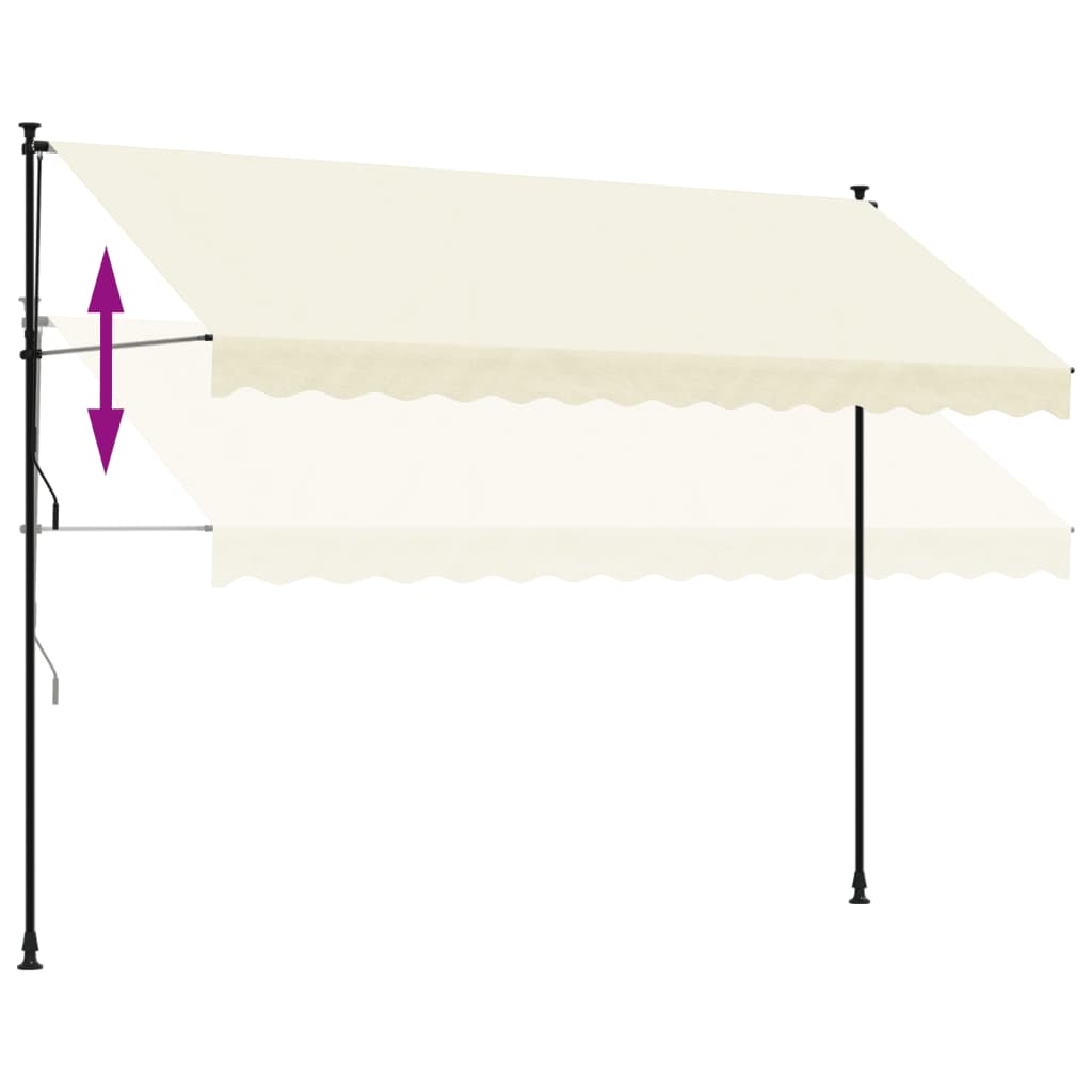 vidaXL Toldo retrátil 350x150 cm tecido e aço cor creme