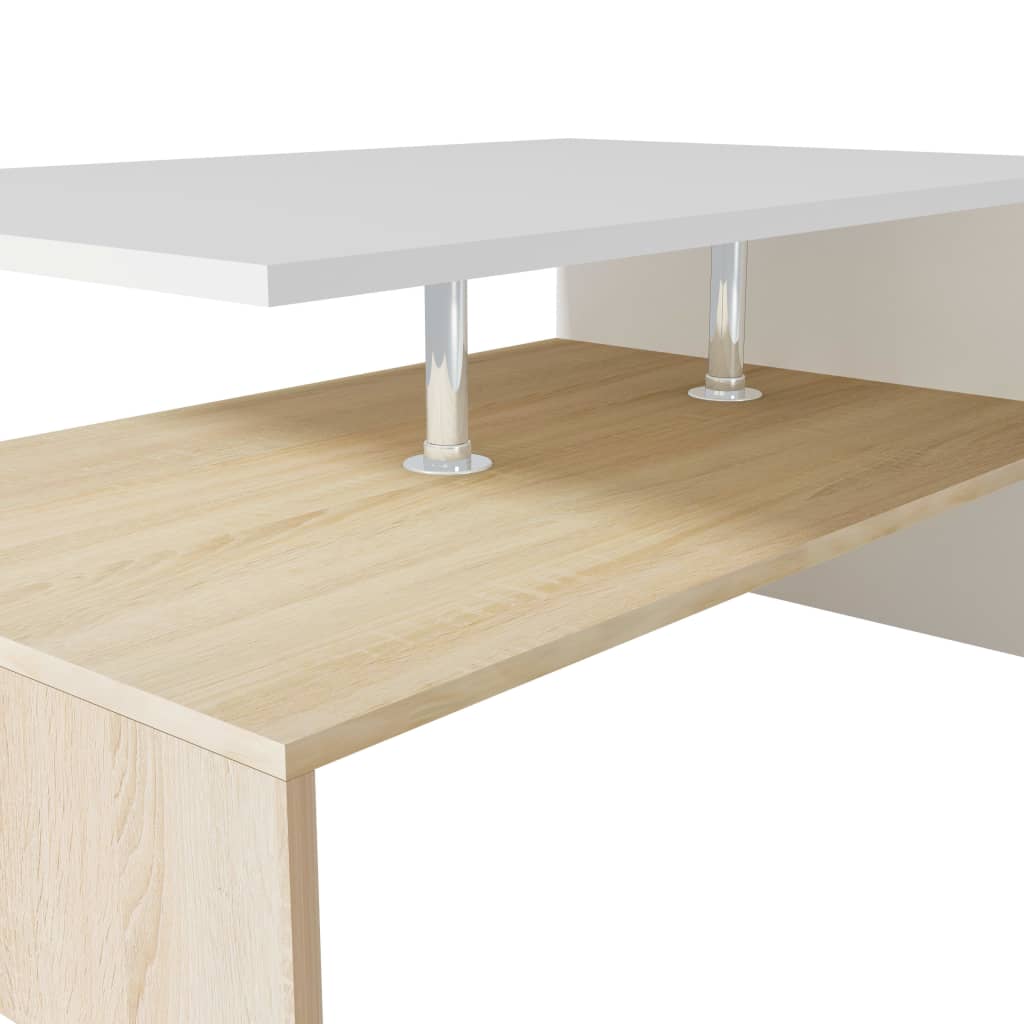 vidaXL Mesa de centro derivados de madeira 90x59x42 cm carvalho/branco
