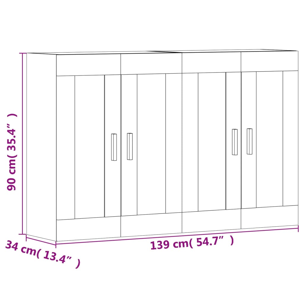 vidaXL Móveis de parede 2 pcs derivados de madeira cinzento cimento